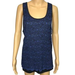 Cato Womens 18/20W‎ Navy Blue Lace Sleeveless Pullover Blouse Tank Top
